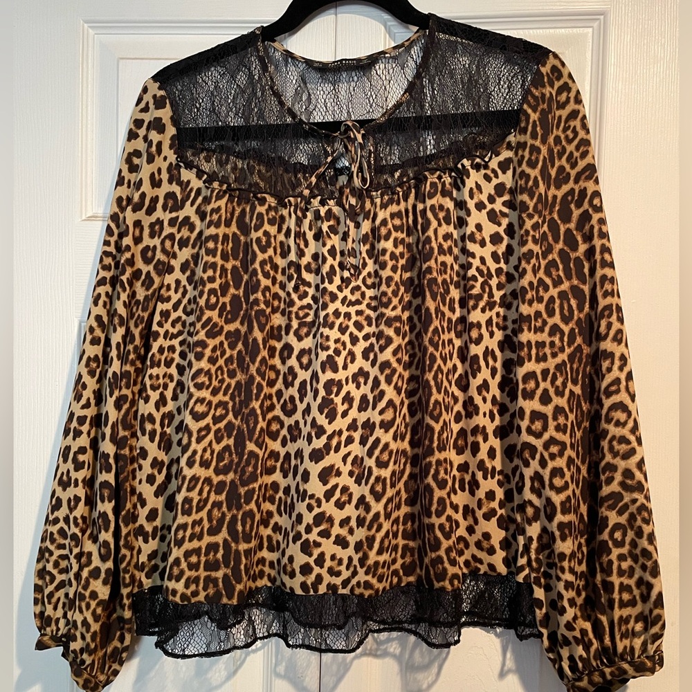 Zara basic animal print blouse size L